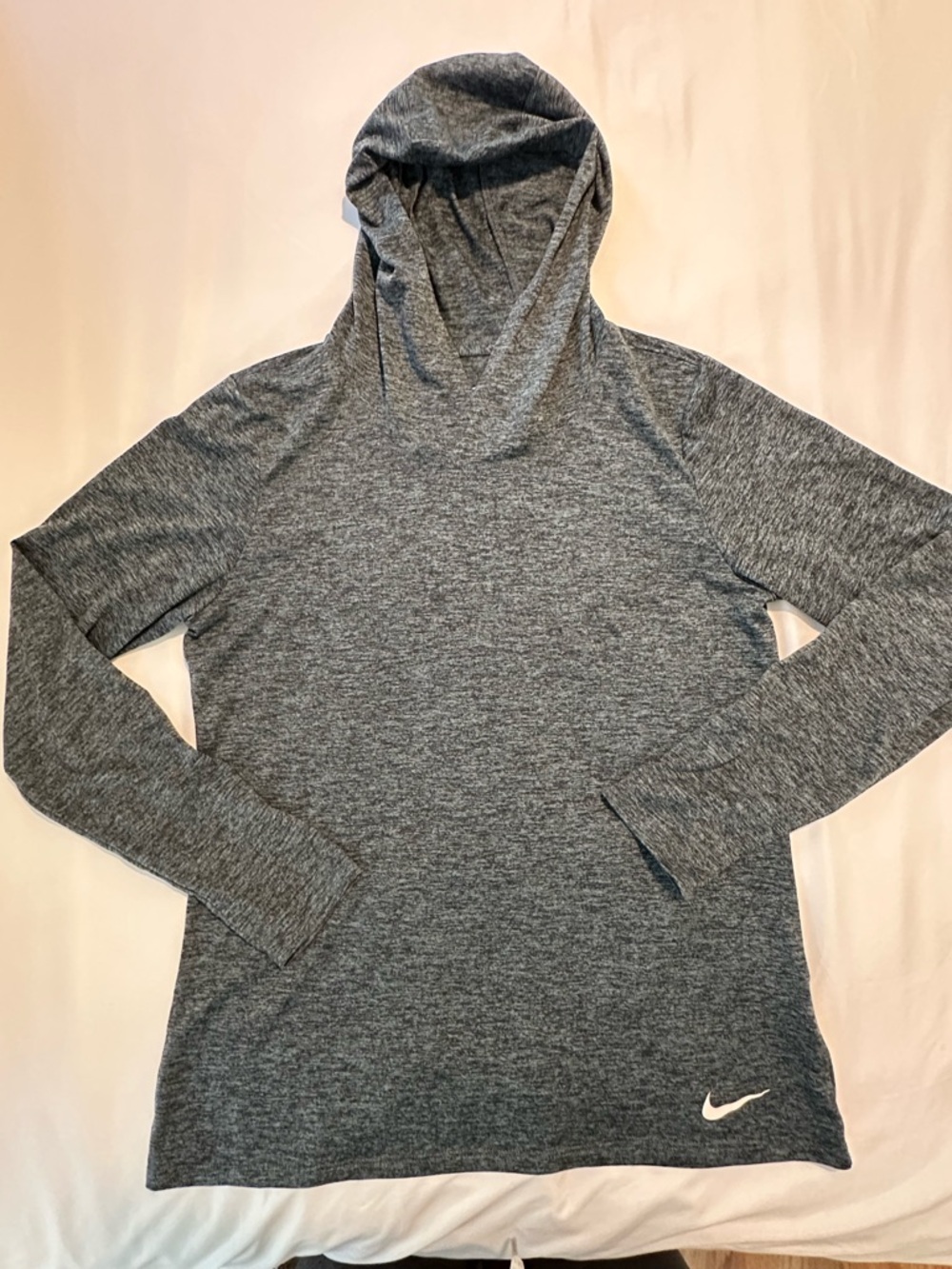 Nike Heather Charcoal Hooded Long Sleeve Top